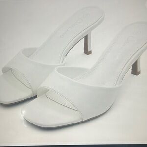 White Open-Toe Heeled Mules size 8.5